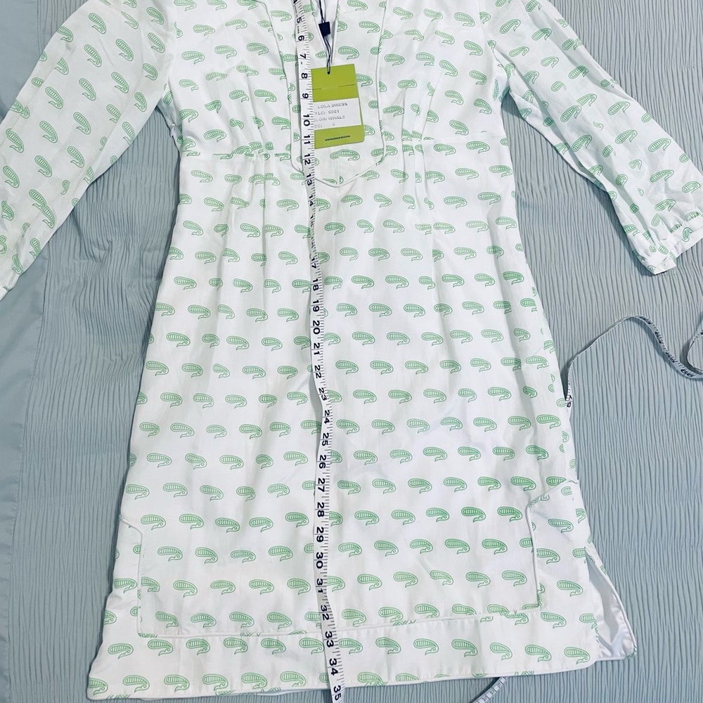 NWT Elizabeth McKay Lola Dress Whales / Green and White / Size 6 - Picture 7 of 11